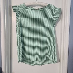 Les Amis Green Gingham Top